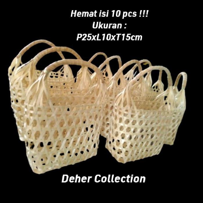 Deher Collection| {HEMAT Isi 10 pcs} Anyaman Bambu Tas Jingjing Keranjang Hampers Bingkisan Makanan 