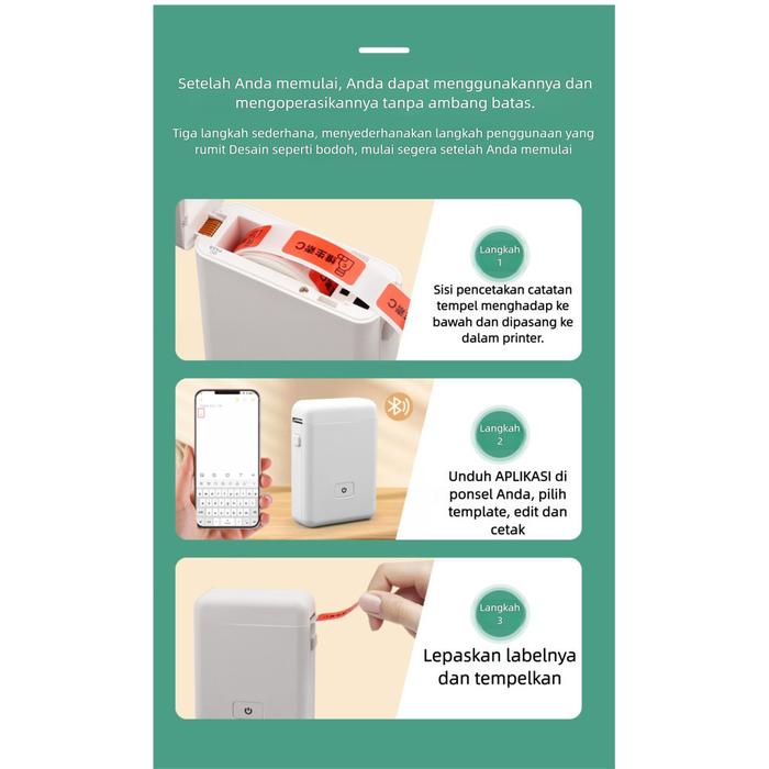 Printer Label Termal Portabel Printer Label Bluetooth Printer Stiker Label
