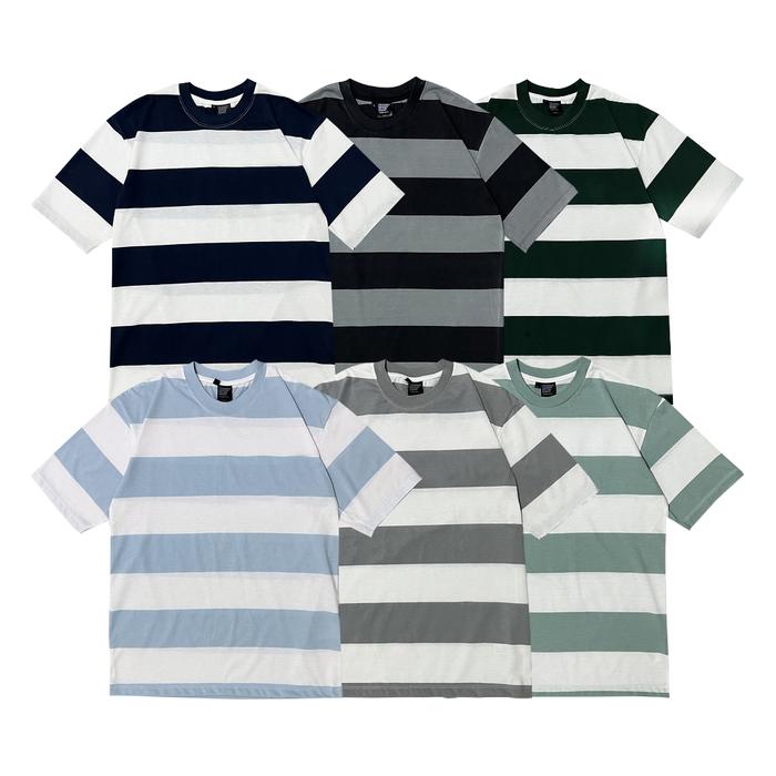 Baju Kaos Salur Pria Distro Oversize T-Shirt Salur Kaos Salur Oversize Kaos Kombinasi Kaos Garis str