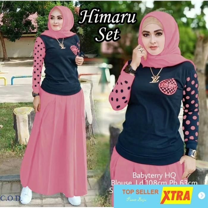 Baju St.Himaru pink RO Setelan Wanita babytery pink Kekinian Tiktok shop Fashion Muslim Ramadhan Leb