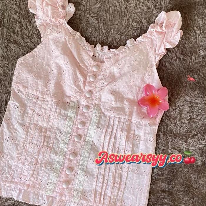 Milkmaid Top Katbol Pink - CO ONGKIR Wanita Baju  Katun Dusty Pink
