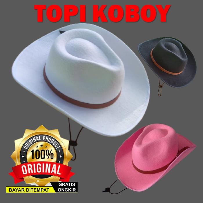 topi koboy koboi fedora tali gesper kulit high class comboy coboy hat y2k Laken premium varian warna