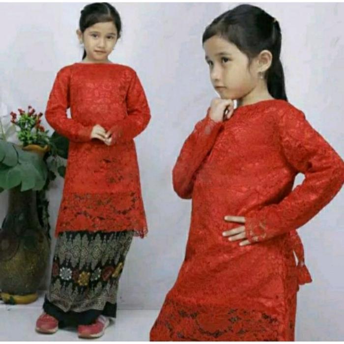 kebaya anak perempuan umur SD SMP Stelan kebaya Brukat Tunik kurung / Setelan Baju Kebaya Anak / Tun