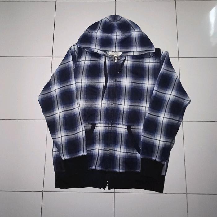 ZipHoodie UNIQLO Motif kotak blue - L
