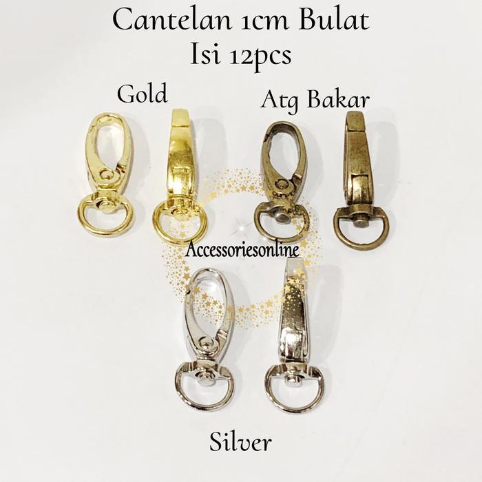 cantelan Tas/cantelan id card/kaitan tas 1 cm/K77 std bulat - 12pcs