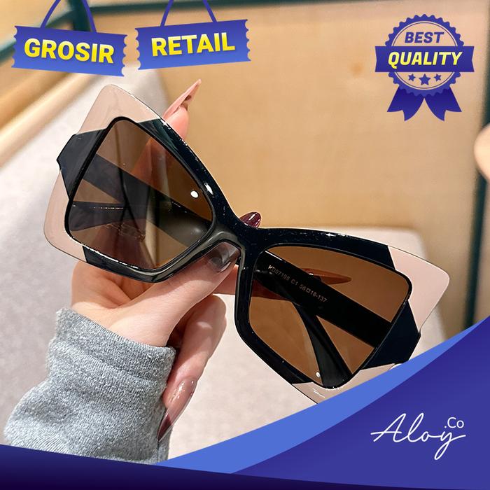 PL-WW023 Kacamata Wanita Oversized Lensa Gradiasi Model Cat Eye Kupu-Kupu Style Vintage