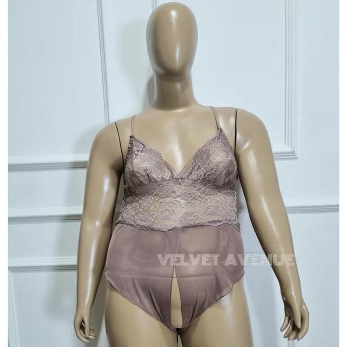 Lingerie Teddies Bodysuit Wanita Jumbo Stretch Adjustable