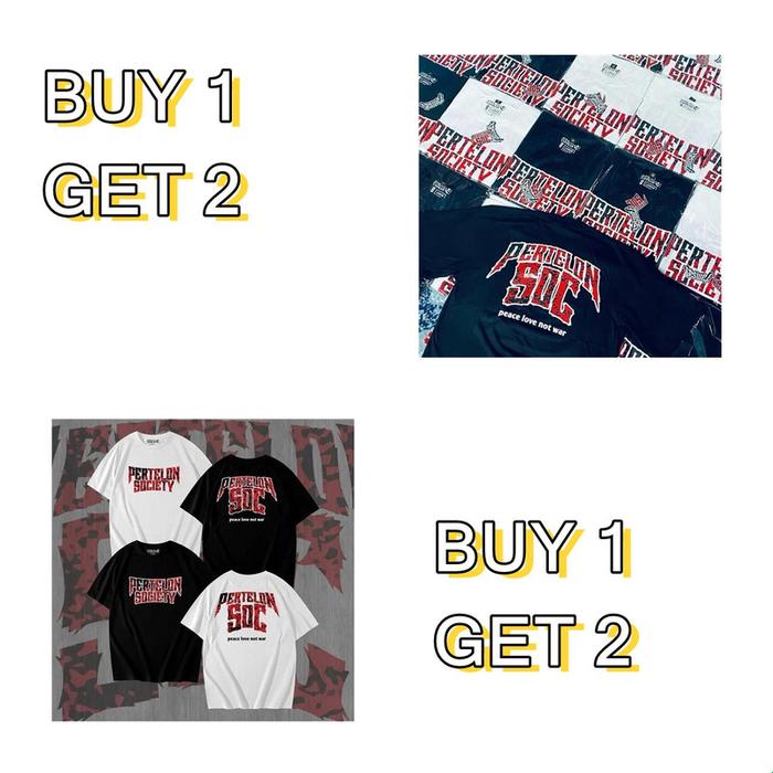 [ANAK KAOS] [BUY 1 GET 2] Kaos Pria Streetwear Typography Hardcore Hitam Putih, Desain Tulisan Bold 