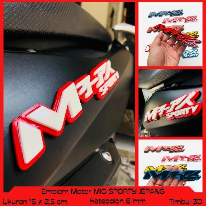 EMBLEM MOTOR MIO SPORTY JEPANG BUKAN STIKER VARIASI TIMBUL 3 DIMENSI AKSESORIS MOTOR YAMAHA
