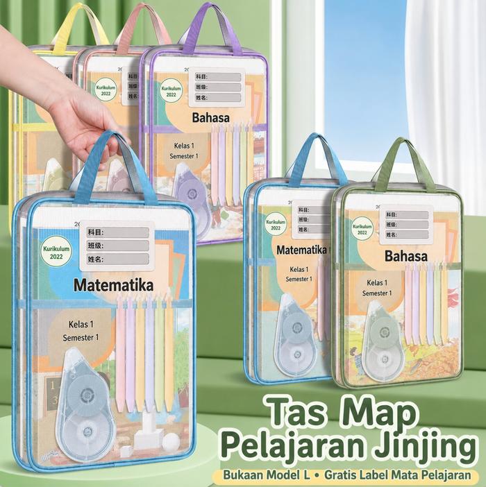 Document Bag Transparan 3 Lapis / Tas Folder Portabel Jaring Penyimpanan Kertas / File Holder Lucu/ 