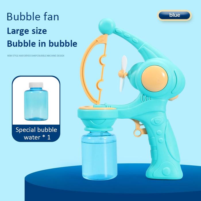 New Blue Fully Automatic Angel Fan Bubble Blower Bubble Gun Toy