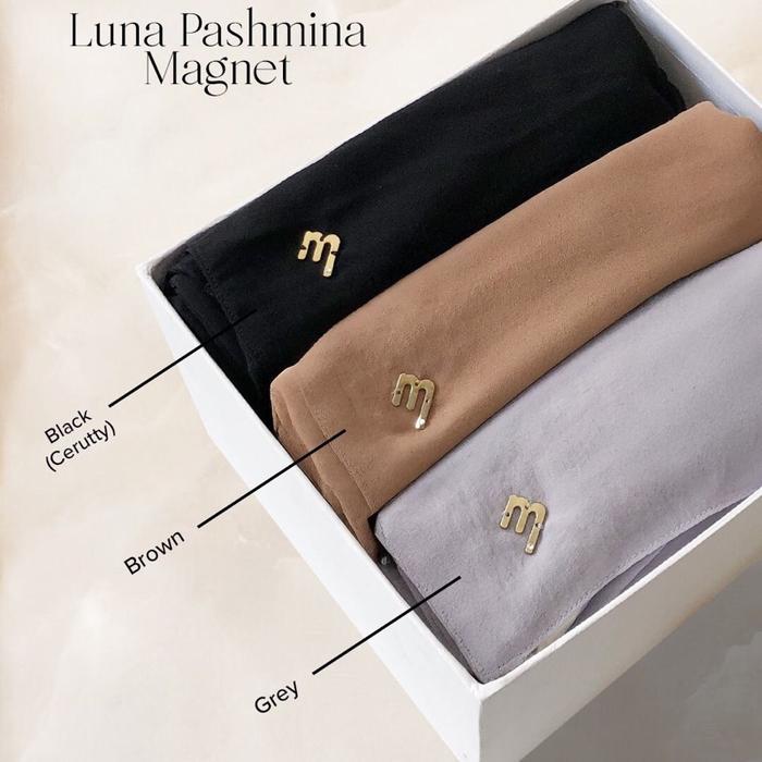 Skyshop Hijab Luna Pashmina Magnet By Monel size 180x75 Bahan Chiffon Crinkle Airflow Kerudung Polos