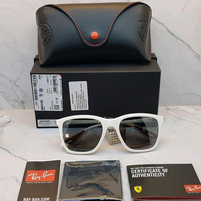 Sunglasses Unisex Original Rayban RB4433M F6256G NEW FRAME WHITE LENS GREY MIRROR SILVER SCUDERIA FE