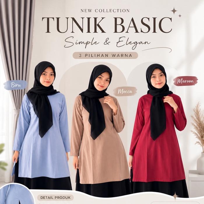 KAOS TUNIK MUSLIMAH KAOS TUNIK POLOS BY VADILA ID TERBARU tunik maisa