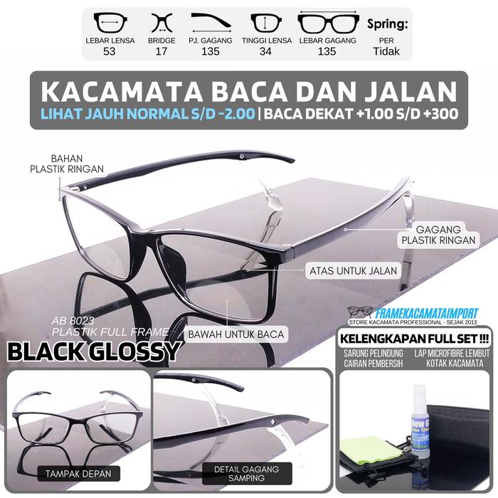 Frame Kacamata Baca Dan Jalan Pria Plastik Gagang E-Lock Anti Melorot Kualitas Optik