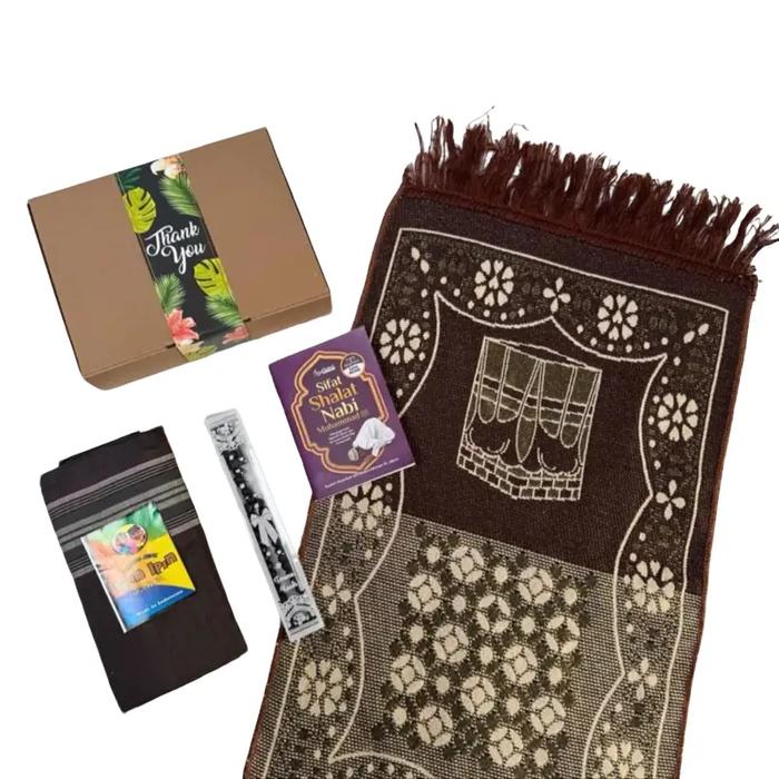 Hampers Anak Set Alat Sholat Sajadah Sarung Upin Ipin Peci Rajut Tasbih Mika Gratis Buku Sifat Shada