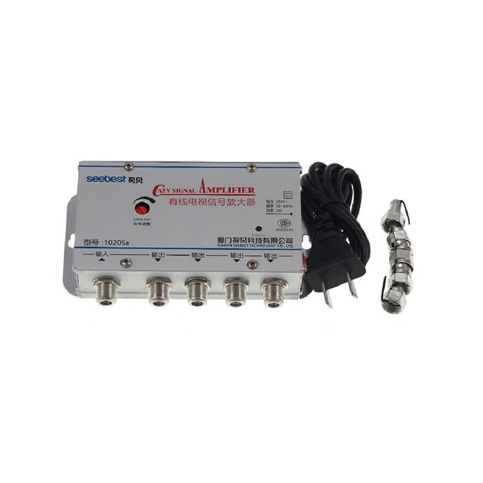 AC 220V 4 Way CATV Cable TV Splitter Amplifier 20dB Digital TV
