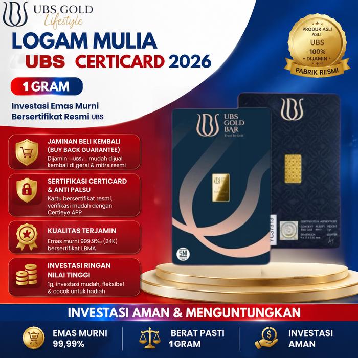 2026 Emas ubs 1 gram sertifikat , logam mulia ubs , emas batangan ubs - 1 GR
