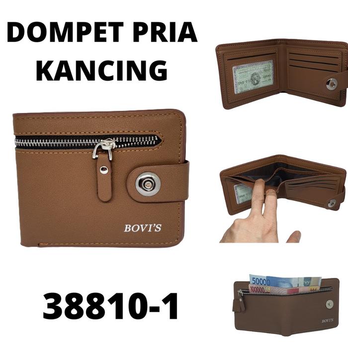 Dompet Pria Cowok Laki Dewasa Bovis Kancing Magnet Seleting Depan Import Original Ori Asli Distro Ke