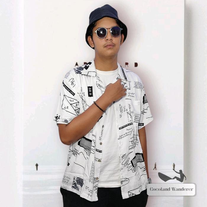 Kemeja Pria Kemeja Kerja Kemeja Santai Motif Graffiti Kalkulus