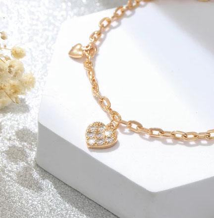 Gelang  titanium liontin berlian emas berbentuk hati yang sangat indah desain Korea  fesyen gelang r