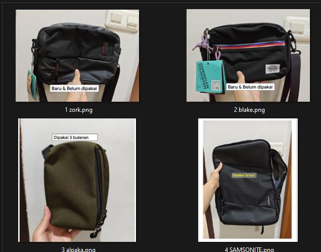 Tas selempang ransel backpack alpaka samsonite american tourister pre loved bekas baru murah origina