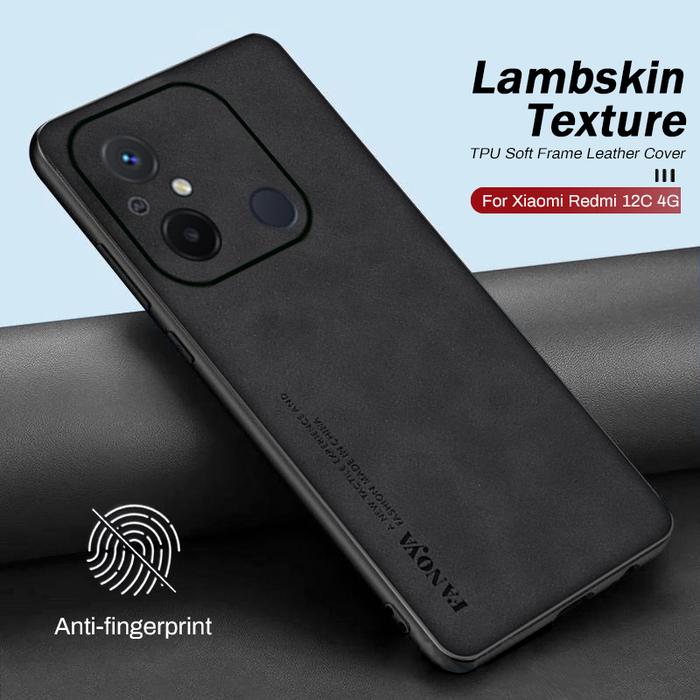 For Redmi 12C Case Lambskin Leather Back Cover On Redmi12C Redmy 12C