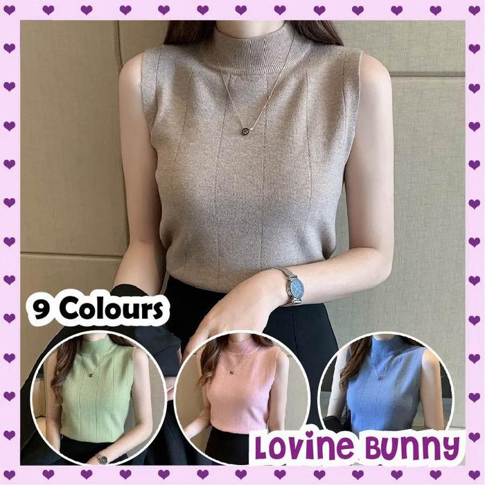 TANK TOP TURTLE NECK MODEL KOREA / INNER RAJUT / TANK TOP KNIT / TURTLE NECK RAJUT / ATASAN WANITA R