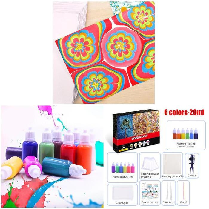 Set Cat Seni Air Pigmen Air untuk Alat Seni Marbling Kertas dengan