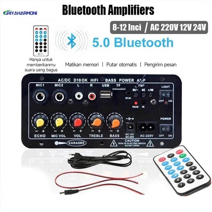 D10 Bluetooth Usb Radio Tf Diy Speaker Woofer Amplifier Board Karaoke Power Amplifier Board