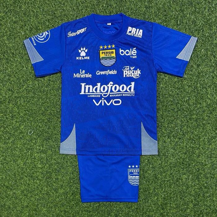 Kelme Jersey Persib Bandung Biru dengan Sponsor Indofood Vivo dan Le Minerale untuk Pria Fashion