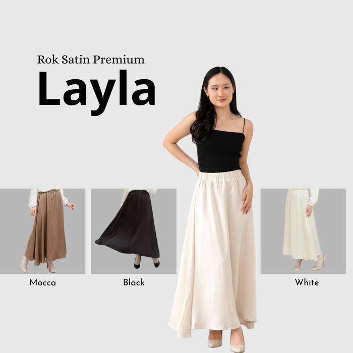 [JENN&ROSE] Rok Satin Layla Model A-Line /Flare- Bawahan Wanita