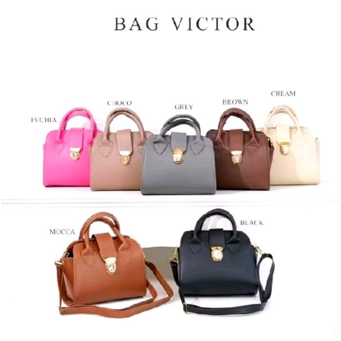 VICTOR BAG tas kekinian dengan tali panjang yang bisa di atur panjang pendek nya warna fuchia choco 