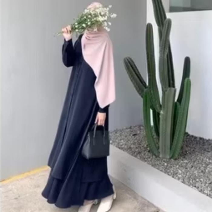 Setelan Rok Bahan Rayon Twill // Oneset Rayon polos full kancing // Set long tunik Rok