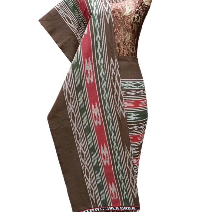 Harungguan MuaraToba Tanpa Sambung ~ Set Sarung dan Selendang Kain Songket Tenun Pasangan Kebaya