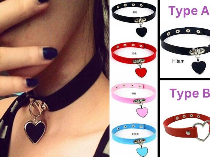 Urbane - BDSM Heart Pendant Leather Choker Collar AlatBantu Sex Toys READY STOCK