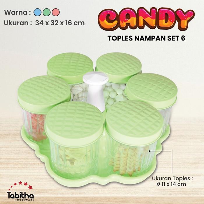 [COD] Tabitha Toples Kristal Bening Set Nampan Estetik Kedap Udara - Toples Candy