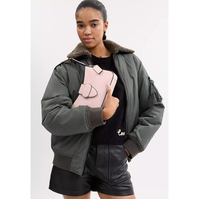 COACH ELIZA SHOULDER BAG WITH ZIPPER CLOSURE SILVER BLUSH