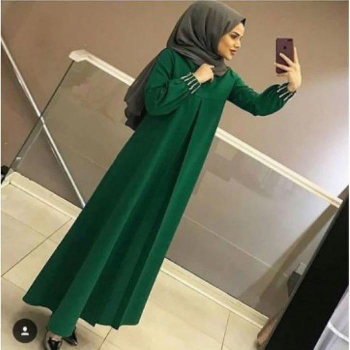 Yuriska Maxi - Bisa Cod Gamis Baju Dress Syari Busui Long Dress Maxy Tangan Lengan Tangan Panjang Mo