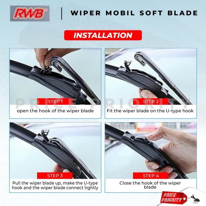 Wiper Mobil Soft Blade Avanza Old Karet Wiper Frameless Anti Baret Custom Fit Premium Set RWB