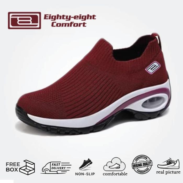 Sepatu Sneakers Wanita Slip On Kanvas Rajut Minimalis Premium Eighty Eight Comfort SW70