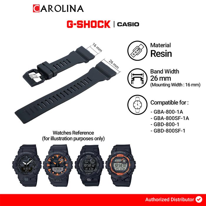 Tali Strap G-Shock GBA-800 / GBD-800 26 mm Black Resin Band