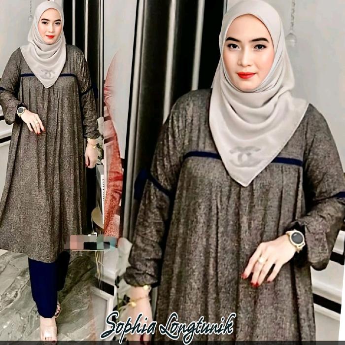 SHOPHIA LONG TUNIK MIX CRINKLE SETCEL