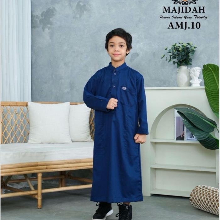 Baju Gamis Anak Cowok Merk Majidah Motif AMJ 10//Gamis Panjang//Gamis Anak//Gamis Majidah