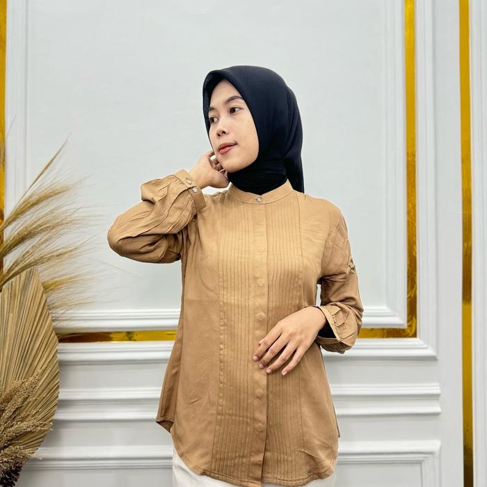 sulis fashion blouse /atasan wanita / kemeja wanita Kerah  full opnesel / Kain Rayon twill Manset Ka