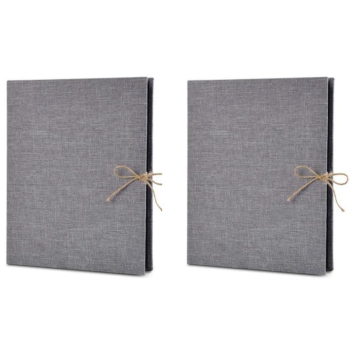 2X Photo Album Scrapbook, Linen Refillable Scrap Book, Vintage Black