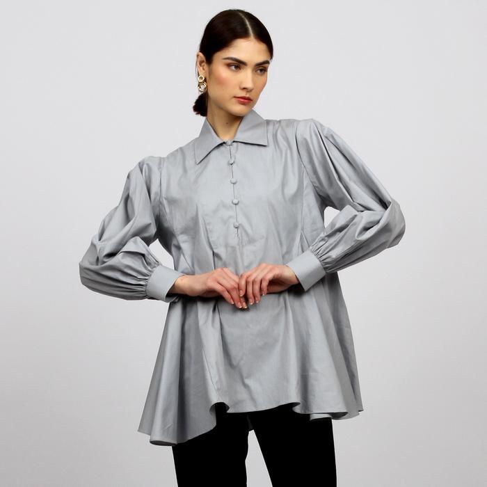 Itang Yunasz Ready to Wear - Flared Blouse Grey