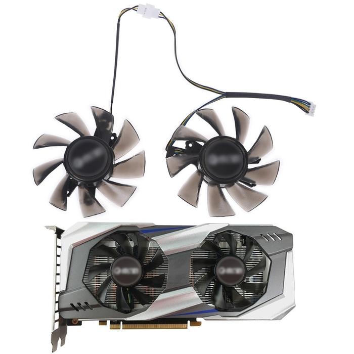 2Pcs 75mm/2.95in T129215BU 4Pin 12V 0.50A VGA Fan Graphics Card