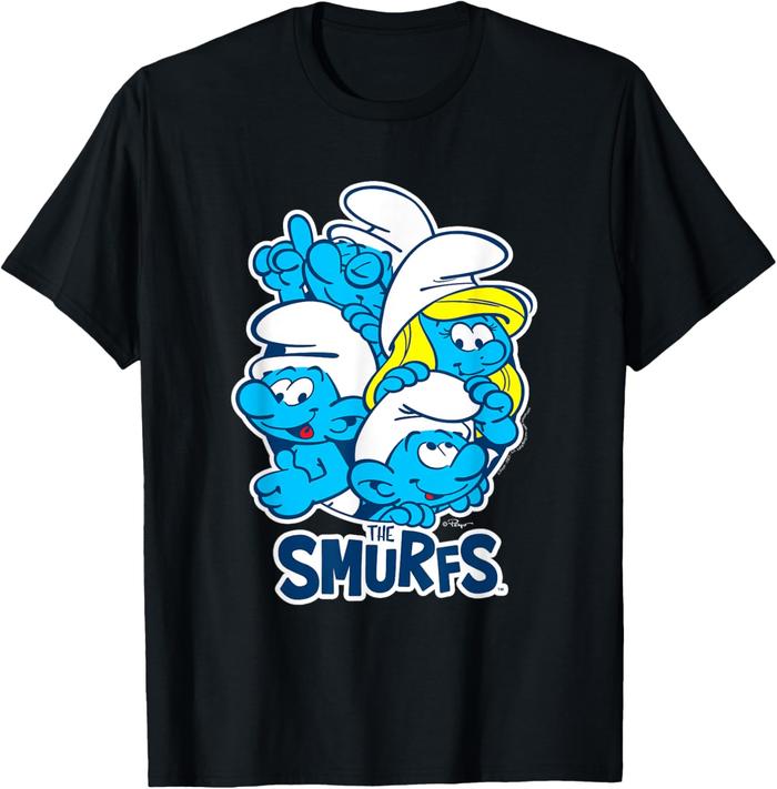 Amber's Baju Kaos Anak dan Dewasa 24s Unisex The Smurfs Group T-Shirt Cotton Combed