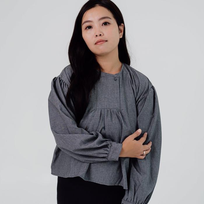 • reve gris • Blouse linen • Blouse lengan panjang linen • Blouse linen premium